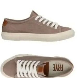 Frye Tan Canvas Sneakers with White Accents